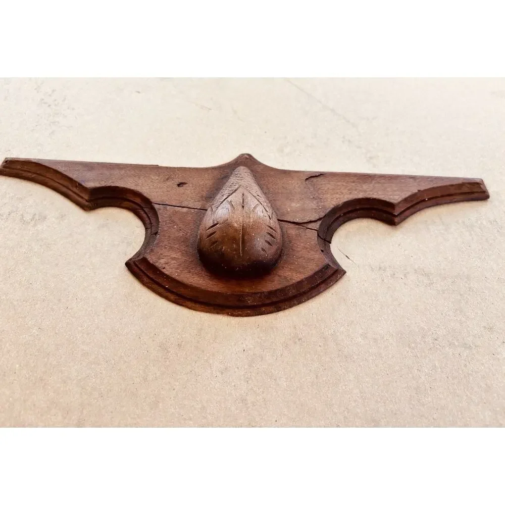 Antique Victorian Carved Furniture Crest Pediment Pine Cone 16-1/4